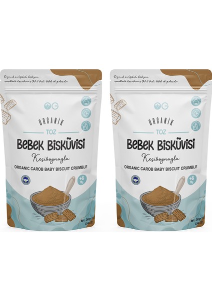Bebek Bisküvisi Seti Organik Keçiboynuzu İçerikli 240 gr 6-9 Ay Arası Bebekler İçin