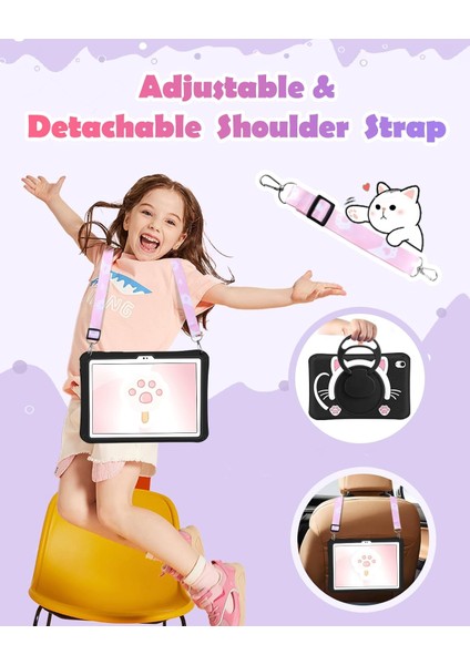 Xiaomi Redmi Pad Se 11 Inç Uyumlu Siyah Kedi Çocuk Kılıfı Askılı 360 Dönen Standlı Eğlenceli Koruma fiyatları