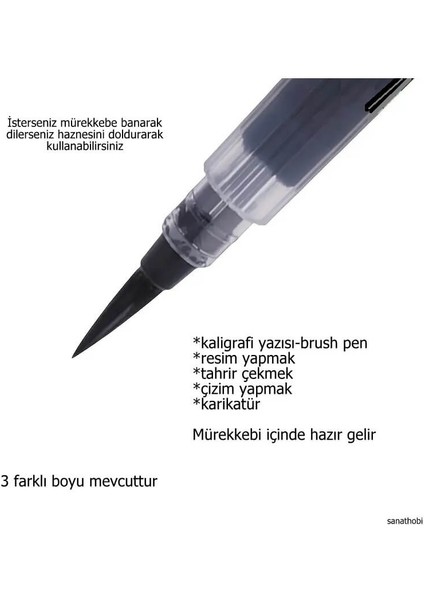Brush Pen, Hazneli Fırça Uçlu Kalem, Çini, Seramik, Tahrir Fırçası, Çizim Fırça, 1 Adet-S fiyatları
