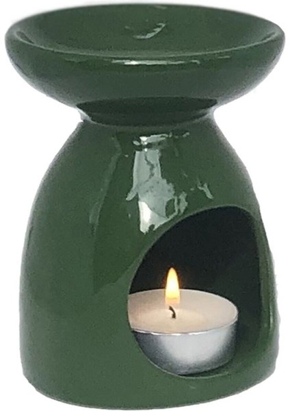 Yeşil Seramik Konik Buhurdanlık, Şık ve Zarif Dekoratif Aksesuar