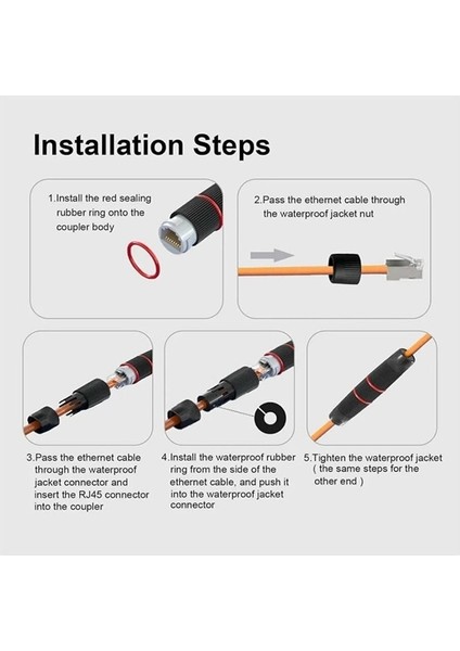 Su Geçirmez IP67 RJ45 Dişi Dişi Ethernet Kablo Birleştirici Cat6 Cat7 Uyumlu fırsatları