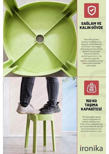 Kırmızı ve Mercan Renkli, Kaymaz Ayaklı Iç Içe Geçebilen Dekoratif Plastik Tabure Seti indirimleri