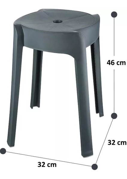 Kırmızı ve Mercan Renkli, Kaymaz Ayaklı Iç Içe Geçebilen Dekoratif Plastik Tabure Seti