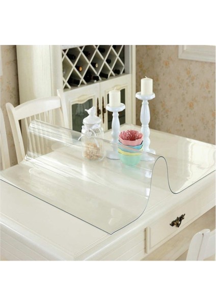 80X130 Şeffaf Pvc Masa Örtüsü, Dayanıklı ve Saydam, Masa ve Sehpa Koruyucu