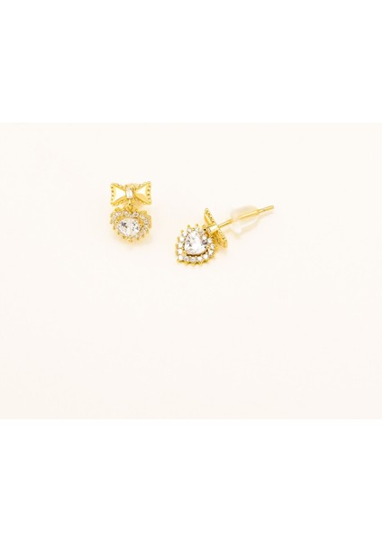 Kurdele Figürlü Kalp Sallantılı Küpe