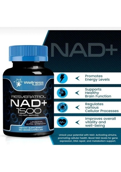 Wellnees Labs Nad + Resveratrol 1500 Mg 90 Kapsül- Usa Menşei.ithal-Dmmedicine'den fiyatları