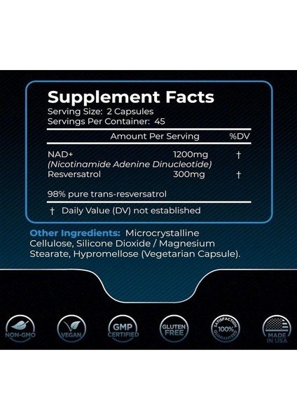 Wellnees Labs Nad + Resveratrol 1500 Mg 90 Kapsül- Usa Menşei.ithal-Dmmedicine'den modelleri