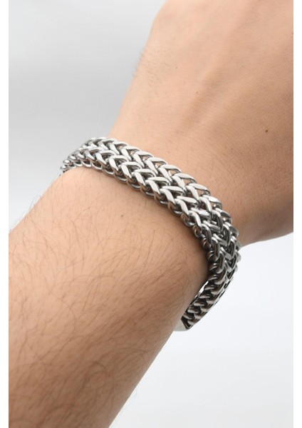 Kalın Örgü Paslanmaz Çelik Bileklik 12 mm 902113