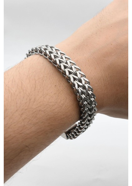 Kalın Örgü Paslanmaz Çelik Bileklik 12 mm 902113 fiyatları