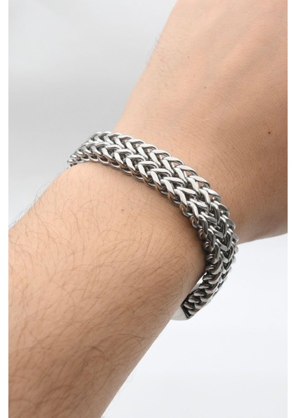 Kalın Örgü Paslanmaz Çelik Bileklik 12 mm 902113 modelleri