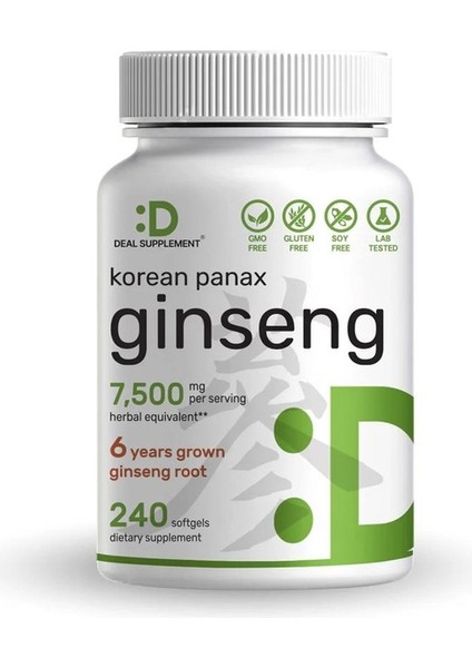 Korean Red Panax Ginseng Root Extract, 7.500 Mg 240 Softgels