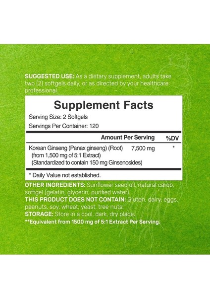 Korean Red Panax Ginseng Root Extract, 7.500 Mg 240 Softgels fiyatları
