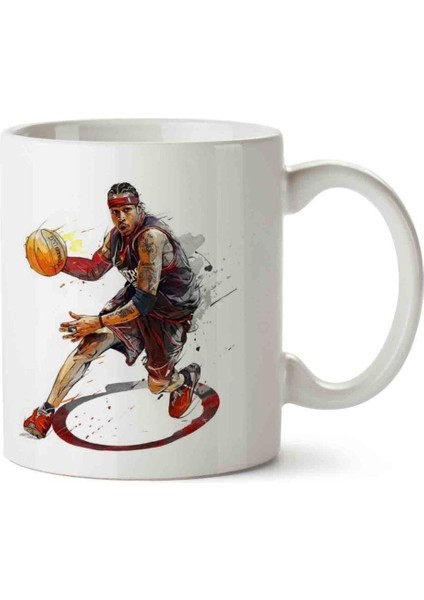 2'li Porselen Basketbol Temalı Kupa Bardak, Beyaz, Şık ve Dayanıklı Tasarım