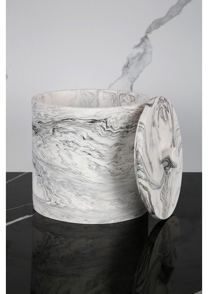 Mermer Desenli Beton Çöp Kovası Banyo Mutfak Tuvalet Wc 18 cm 4 Litre fiyatları