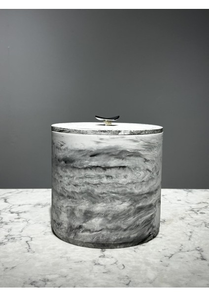 Mermer Desenli Beton Çöp Kovası Banyo Mutfak Tuvalet Wc 18 cm 4 Litre modelleri