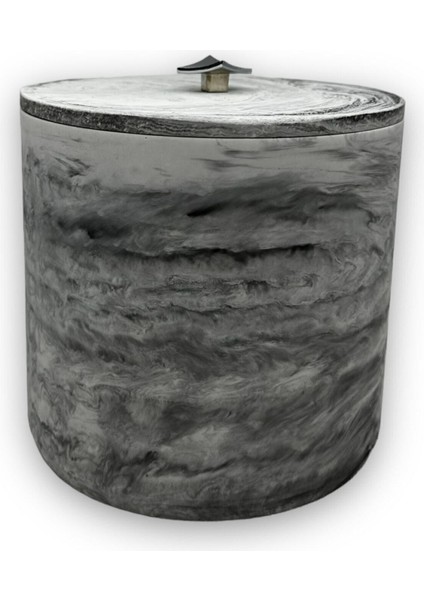 Mermer Desenli Beton Çöp Kovası Banyo Mutfak Tuvalet Wc 18 cm 4 Litre fırsatları