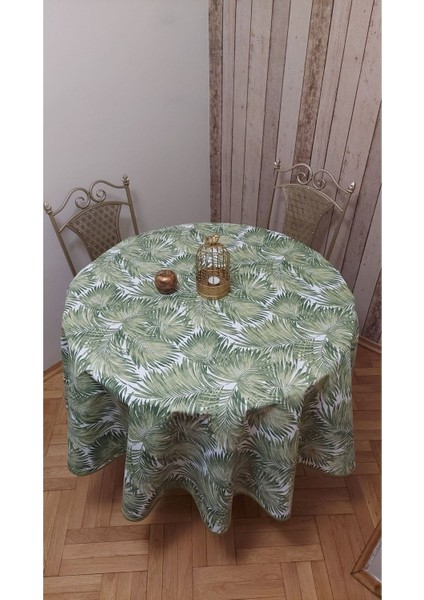 Yeşil Yuvarlak Sivi Itici Leke Tutmaz Kumaş Masa Örtüsü