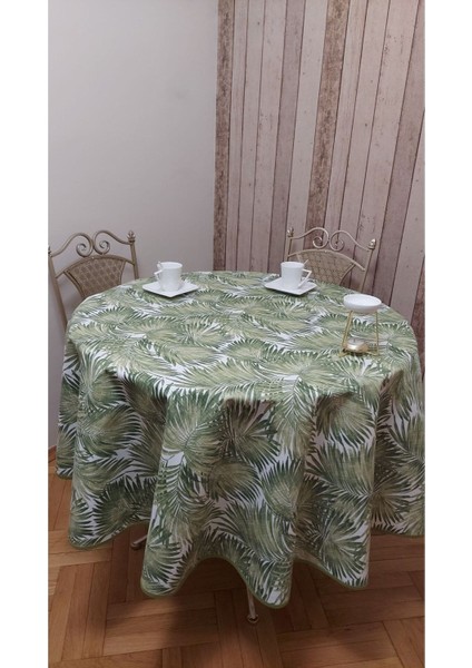 Yeşil Yuvarlak Sivi Itici Leke Tutmaz Kumaş Masa Örtüsü