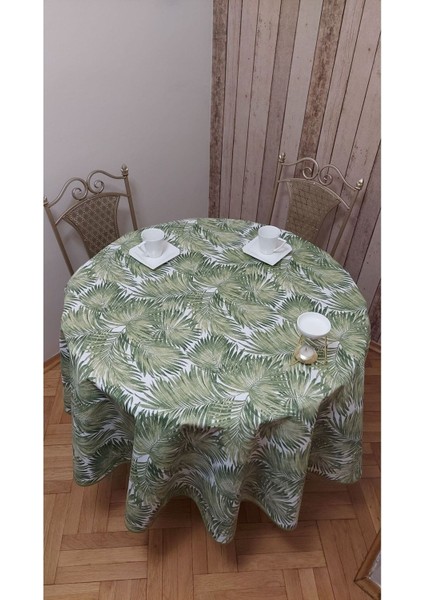 Yeşil Yuvarlak Sivi Itici Leke Tutmaz Kumaş Masa Örtüsü