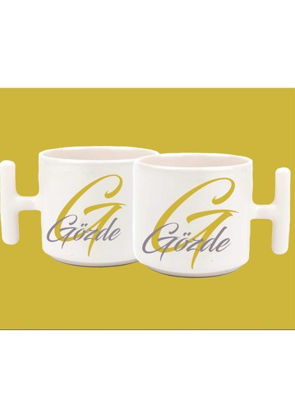 Kişiye Özel G Harfli ve Isimli Gold Gri T Kulplu Kupa Bardak fiyatları