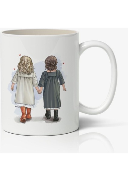 Beyaz Kupa Bardak G31 - Dostluk, Sevgi ve Kardeşlik Teması