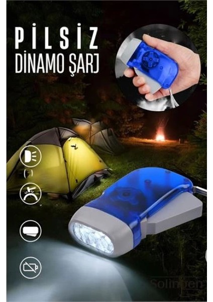 Kendinden Dinamo Şarjlı Pilsiz Acil Durum El Feneri Manuel Şarjlı El Feneri