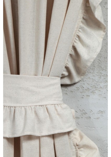 Fırfırlı Keten Perde Tek Kanat Romantik Volanlı Bağlamalı fiyatları