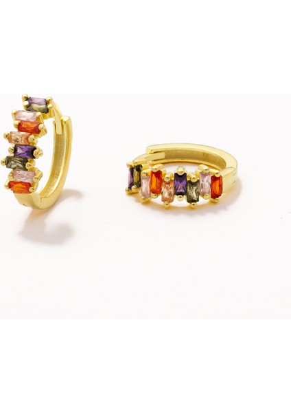 Halka Küpe Renkli Baget Kesim Zirkon Taşlı
