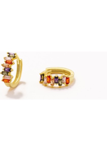 Halka Küpe Renkli Baget Kesim Zirkon Taşlı modelleri