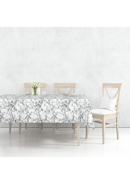 Astarlı, Sıvı Geçirmez, Silinebilir, Dayanıklı Muşamba Masa Örtüsü, Beyaz Renk