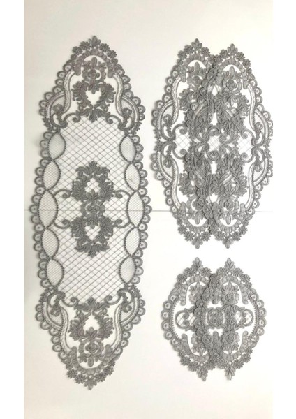 Gri Fransız Dantelli 5 Parça Salon Takımı Şık ve Zarif Tasarım fiyatları