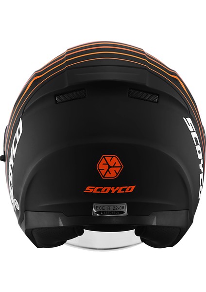 OF-669 Truck Mat Siyah-Turuncu Yarım Kask (Güneş Vizörlü) modelleri