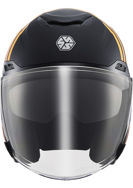 OF-669 Truck Mat Siyah-Turuncu Yarım Kask (Güneş Vizörlü) fırsatları