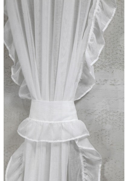 Fırfırlı Tül Perde Tek Kanat Romantik Volanlı Bağlamalı modelleri