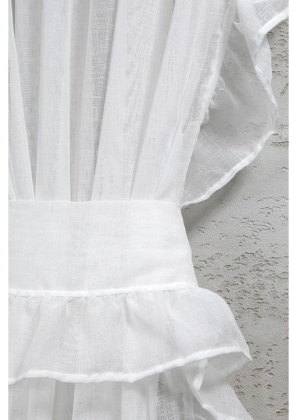 Fırfırlı Tül Perde Tek Kanat Romantik Volanlı Bağlamalı fırsatları