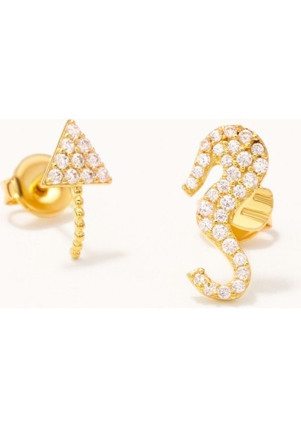 Deniz Atı Figürlü Küpe Zirkon Taşlı indirimleri