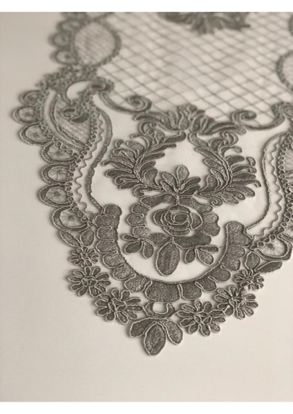 Gri Fransız Dantelli 5 Parça Salon Takımı Şık ve Zarif Tasarım