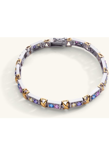 Çok Renkli Oval Zirkon Taşlı Su Yolu Bileklik