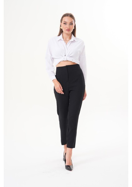 Havuç Kumaş Siyah Pantolon İRM1002
