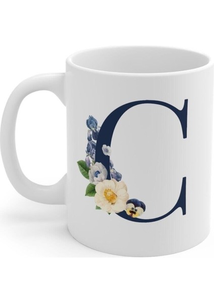 Beyaz Kupa Bardak, C Baskılı Tasarım, Şık ve Kullanışlı Kupa