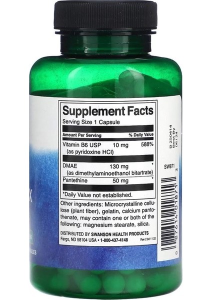 Swanson dmae Complex 100 Kapsül fiyatları