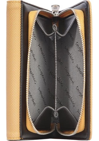 Orta Boy Mıknatıslı Kadın Cüzdan/portföy – 65296L - Hardal/siyah fiyatları