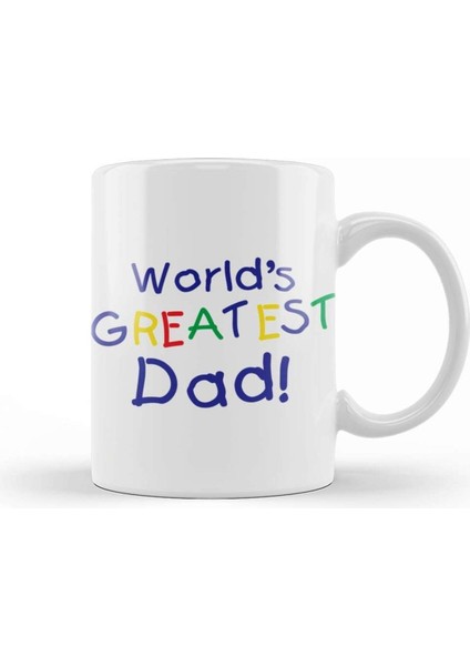 Sevgili Babaya Özel Sevgi Dolu Porselen Kupa Bardak, Beyaz, Hediye