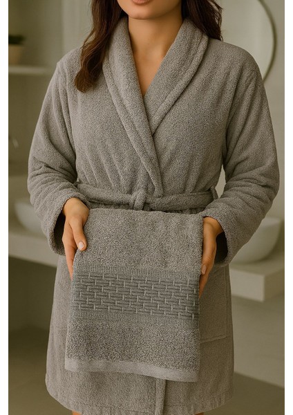 Nevin Modeli Bornoz Takımı – %100 Pamuk Bornoz ve 50X90 Yüz Havlusu modelleri