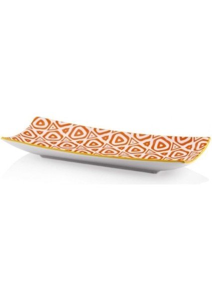Turuncu 20 cm Porselen Dikdörtgen Tabak, Şık ve Dayanıklı Yemek Sunumu Ürünü