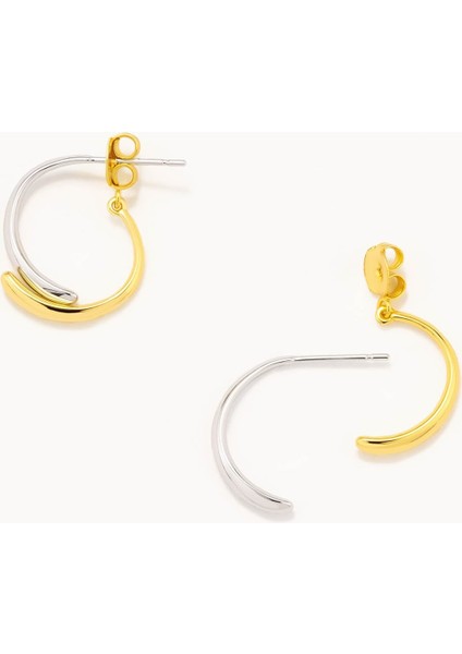 Gümüş Çift Renkli Halka Küpe