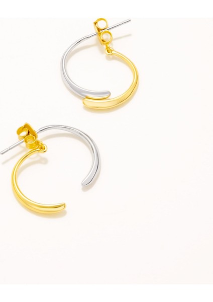 Gümüş Çift Renkli Halka Küpe fiyatları