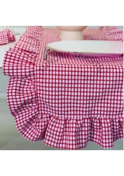 Kırmızı Mini Pitikareli Keten Koşu Bandı, Şık ve Hafif Tasarım