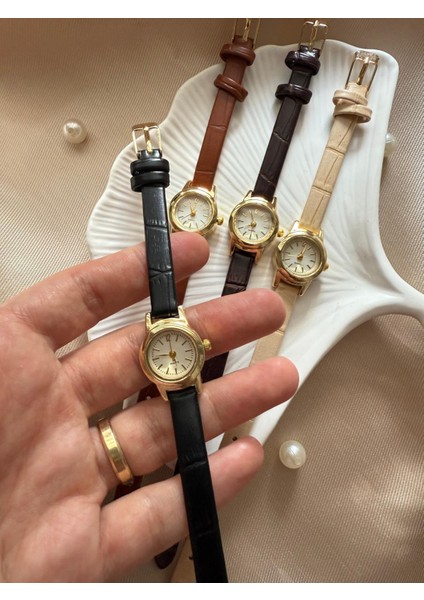 Retro Minimal Deri Kordon Vintage Kadın Kol Saati Minik
