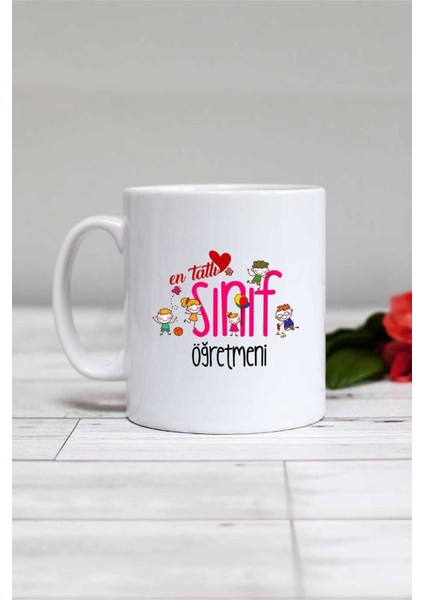 Tatlı Sınıf Öğretmeni Tasarımlı Beyaz Kupa Bardak